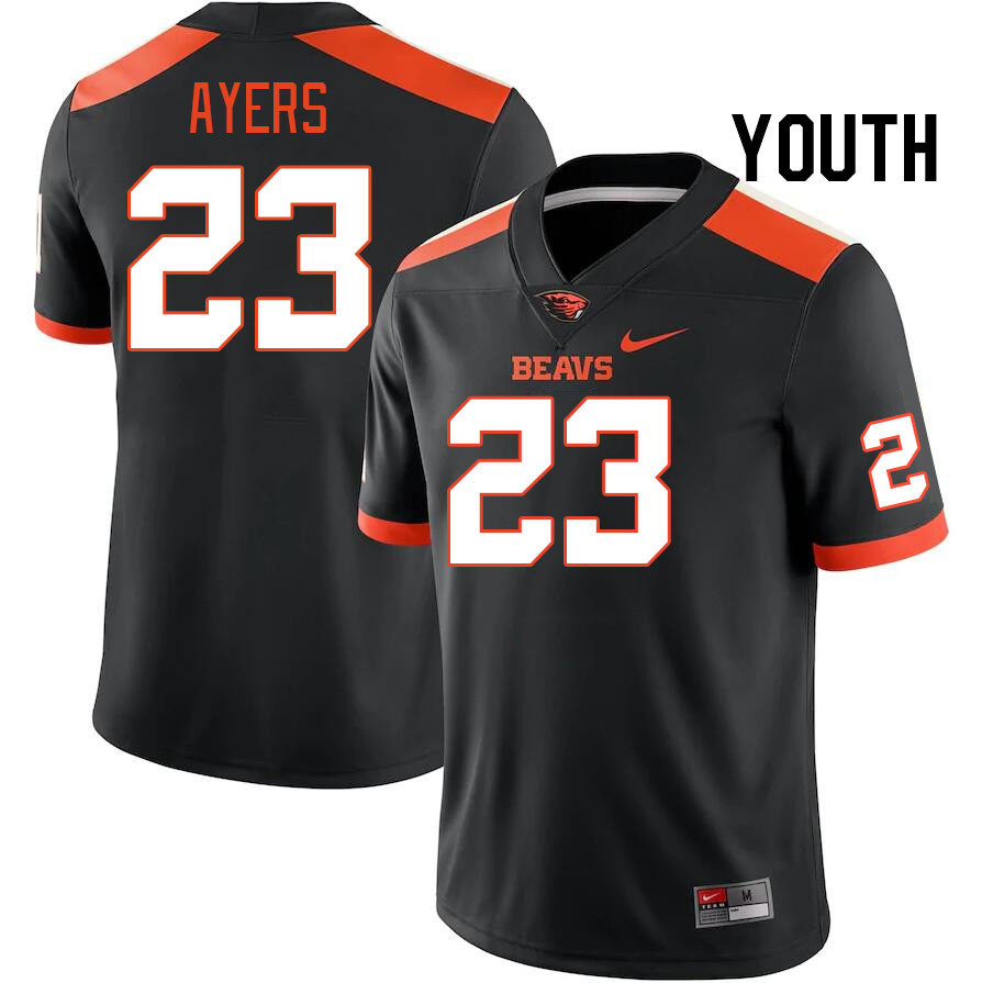 Youth #23 Exodus Ayers Oregon State Beavers College Football Jerseys Stitched-Black